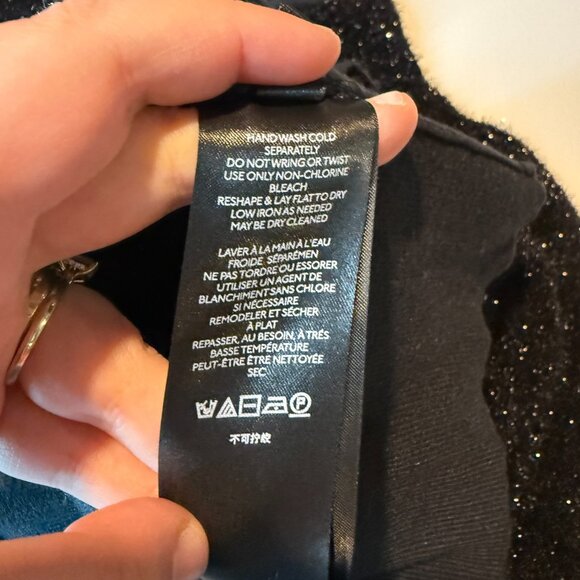 Maeve Anthropologie Women M Pamela Tinsel Sweater Black Shiny Holiday Festive - Picture 5 of 9